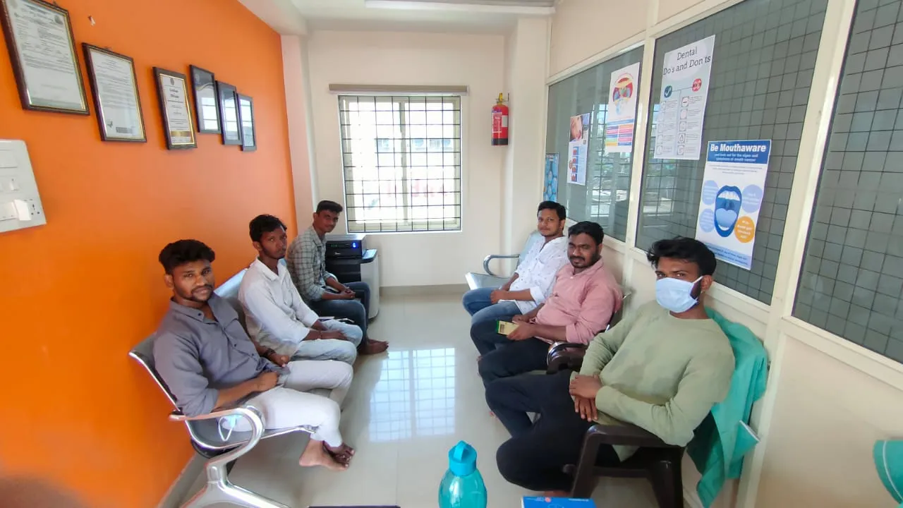 Sanitized Patient Reception and Waiting Lounge at Myla Dental Care Guntur