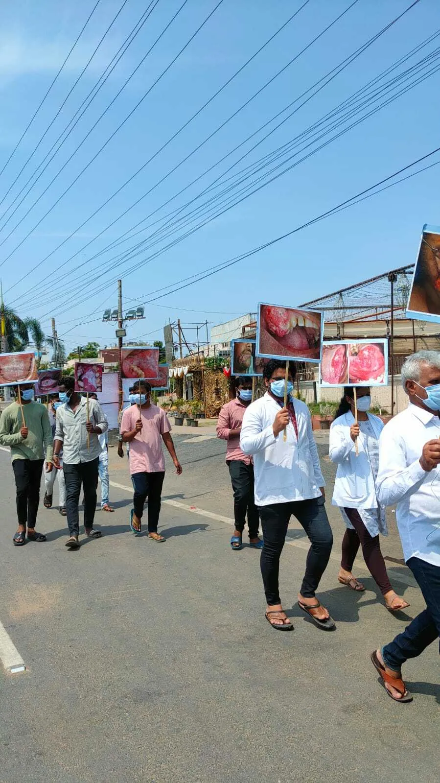 Myla Dental Care doctors and team conducting public street oral cancer awareness campaign